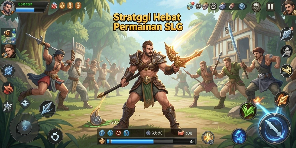 Screenshot utama menampilkan aksi pertempuran yang intens dalam 8QR.