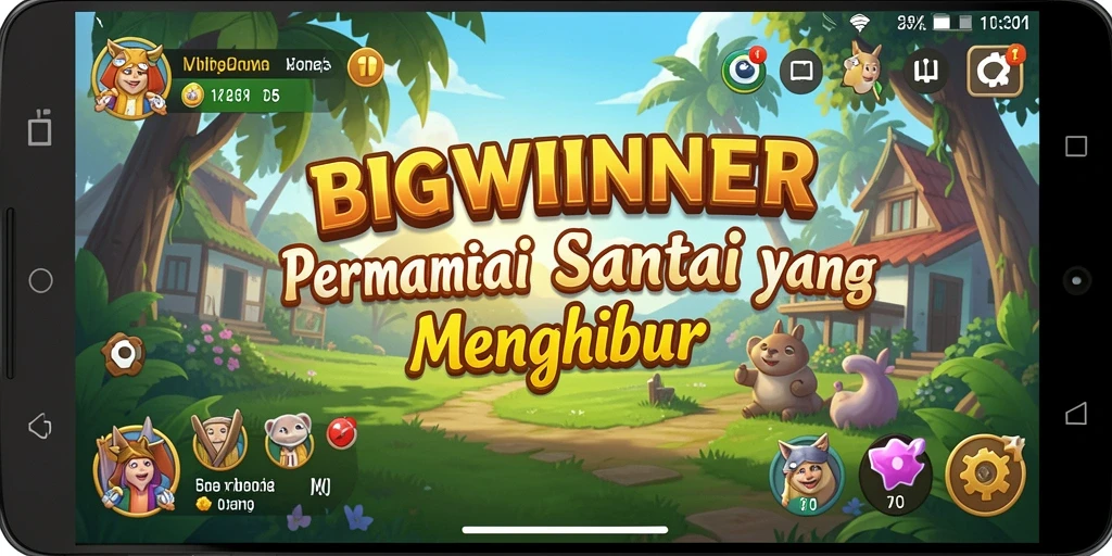 Screenshot menampilkan gameplay penuh warna dan interaktif dari BIGWINNER.