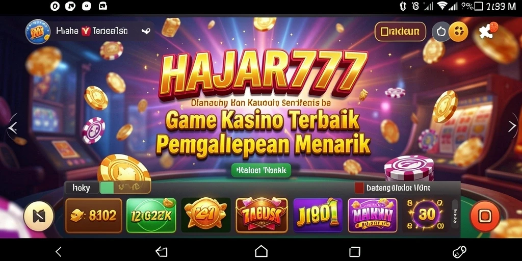Screenshot utama HAJAR777 menampilkan gameplay Kasino yang mengasyikkan dan interaktif.