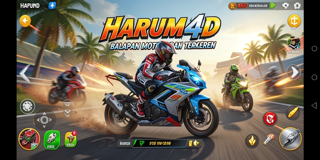 Gameplay menegangkan dengan sepeda motor kustom di lintasan balap.