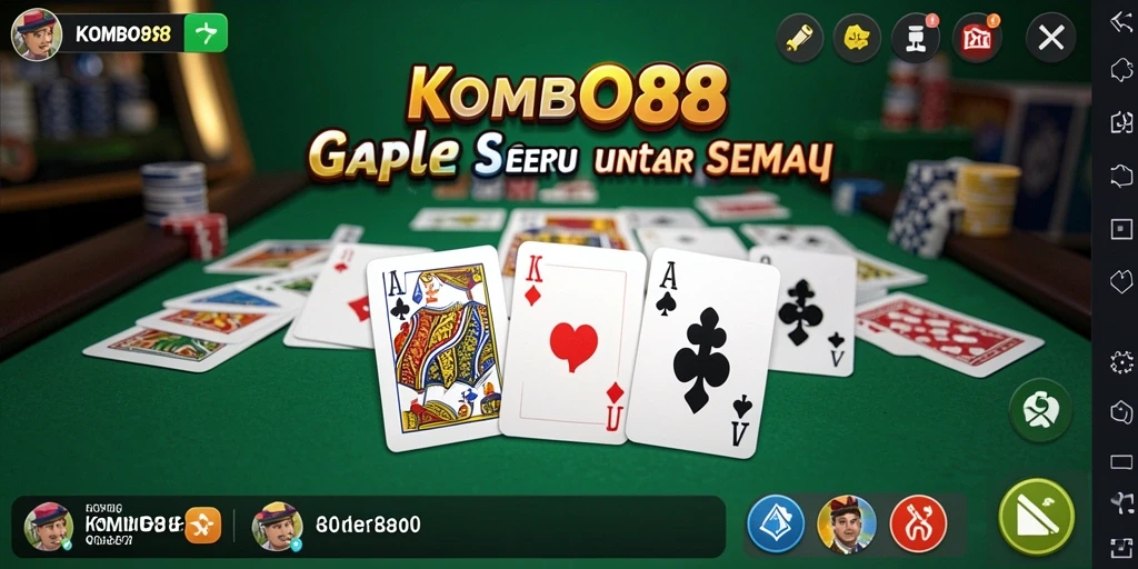 Screenshot KOMBO88 yang menampilkan gameplay Gaple yang seru.