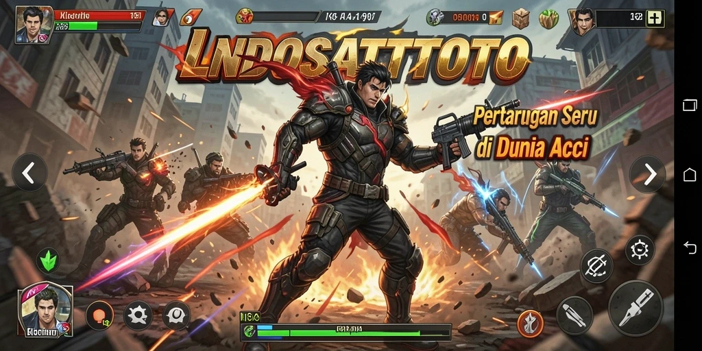 Screenshot utama LNDOSATTOTO menampilkan aksi pertarungan yang intens.