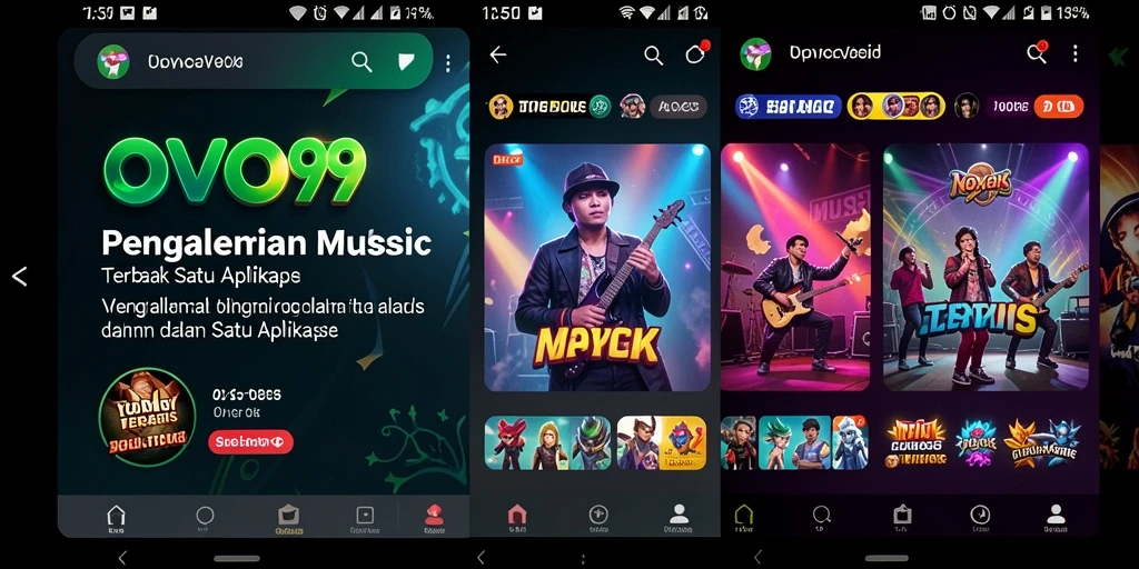 Screenshot utama OVO99 menampilkan tampilan menawan dari antarmuka aplikasi musik.