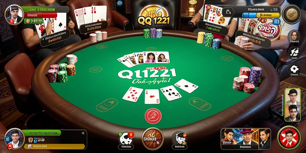 Tampilan gameplay menarik saat bermain Poker di QQ1221.