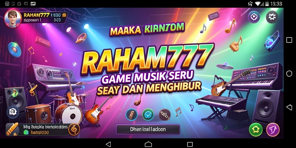 Tampilan gameplay RAHAM777 dengan berbagai tantangan musik yang seru.