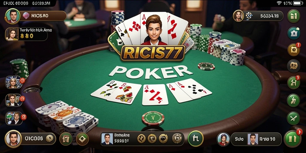 Tampilan gameplay RICIS77 yang menarik dan interaktif saat bermain poker.