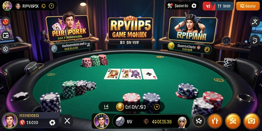 Gameplay RPVIP5 menampilkan momen mendebarkan saat bermain poker.