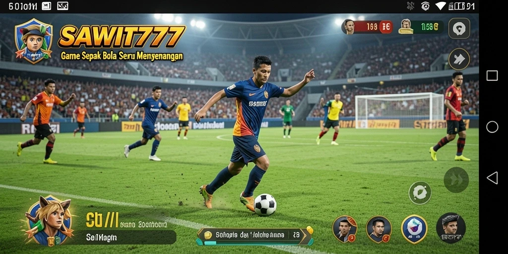 Tampilan gameplay seru dalam game sepak bola SAWIT777.