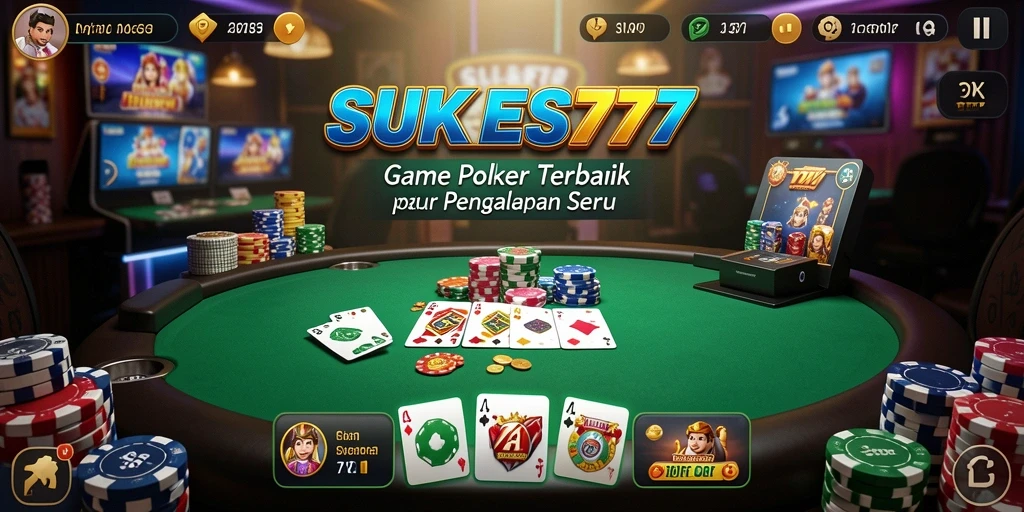 Gameplay seru SUKSES777 dengan tampilan kartu dan meja poker.