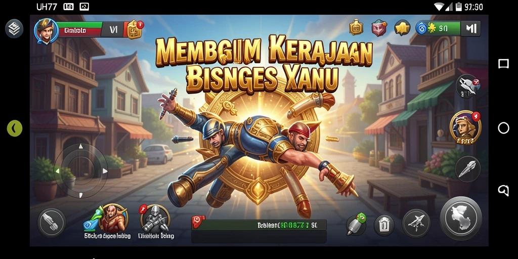 Tangkapan layar permainan UH77 menampilkan suasana bisnis yang dinamis.