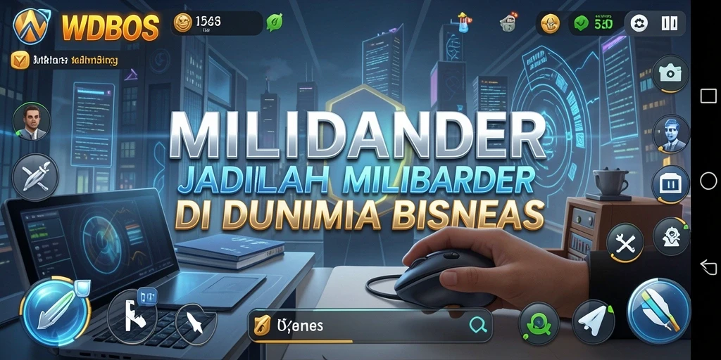 Screenshot utama WDBOS menampilkan gameplay menarik dalam membangun bisnis.